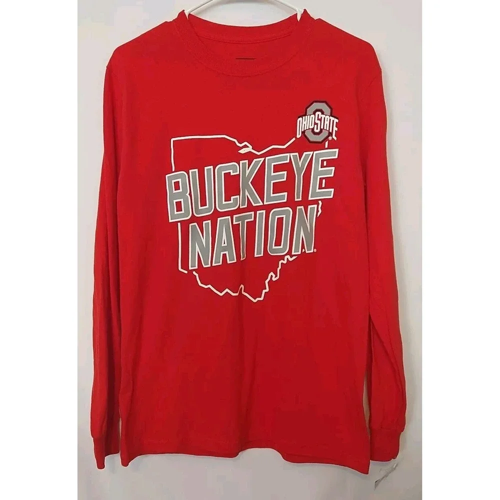 Ohio State Men's Buckeye Nation Red Long Sleeve Graphic Tshirts Small
